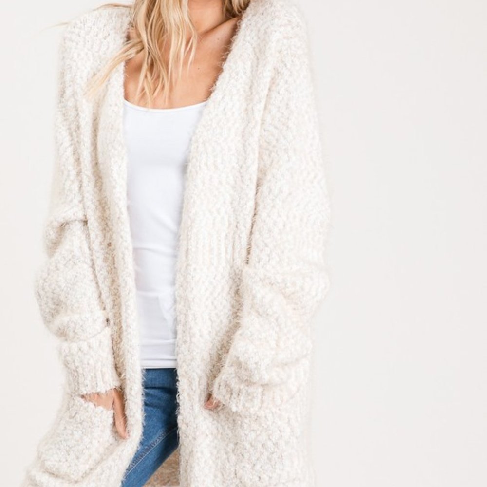 LAST ONE! Ivory Popcorn Knit Cardigan - Picture 6 of 15